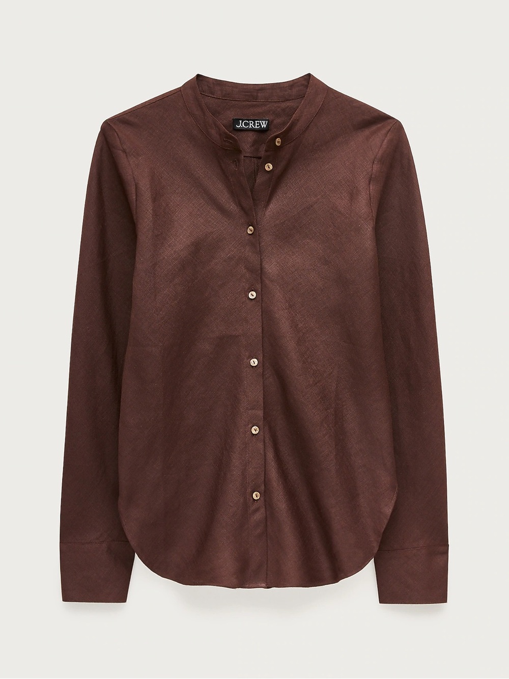 J.Crew NWT Bias-cut Linen shirt Size 6 Top Button Up Smoked Walnut Brown